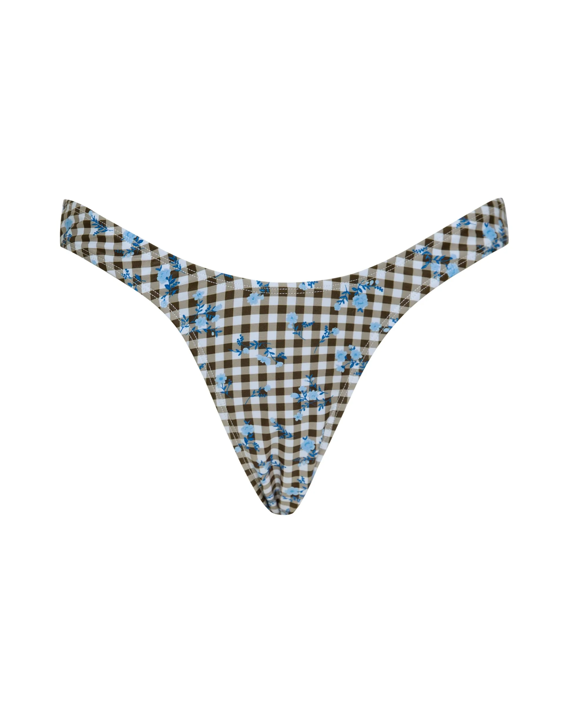 Farida Bikini Bottom in Floral Gingham Brown