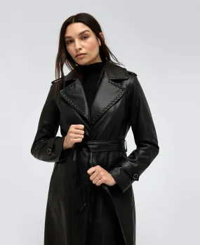 Faux Leather Belted Trench