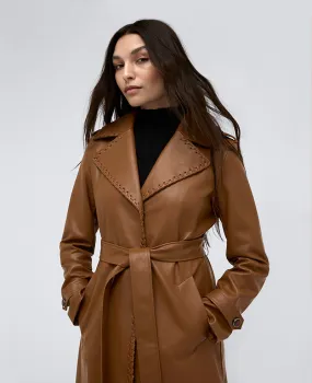 Faux Leather Belted Trench