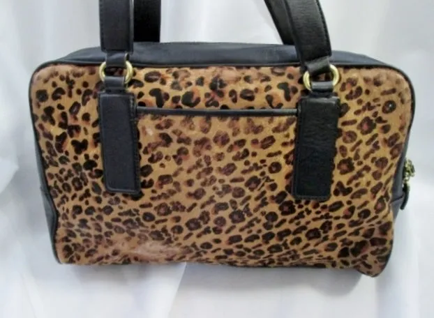 FOSSIL Bag Cheetah LEOPARD FUR Satchel Tote Distressed Animal Print