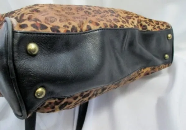 FOSSIL Shoulder Bag Cheetah LEOPARD FUR Satchel Tote Distressed Animal Print