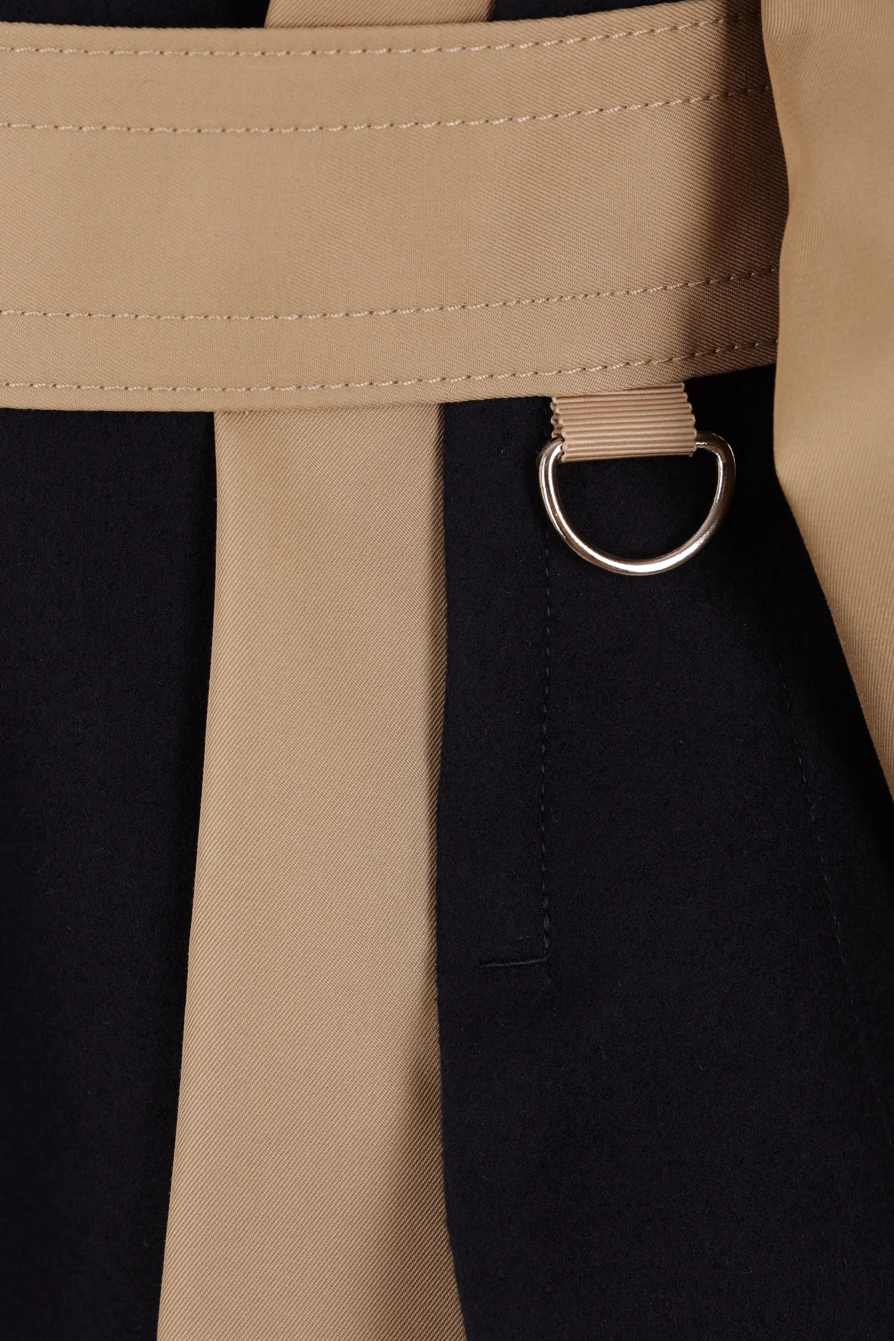 gabardine and cloth destructured trench coat