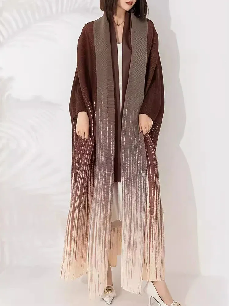 HEYFANCYSTYLE Japanese Gradient Batwing Sleeve Maxi Coat