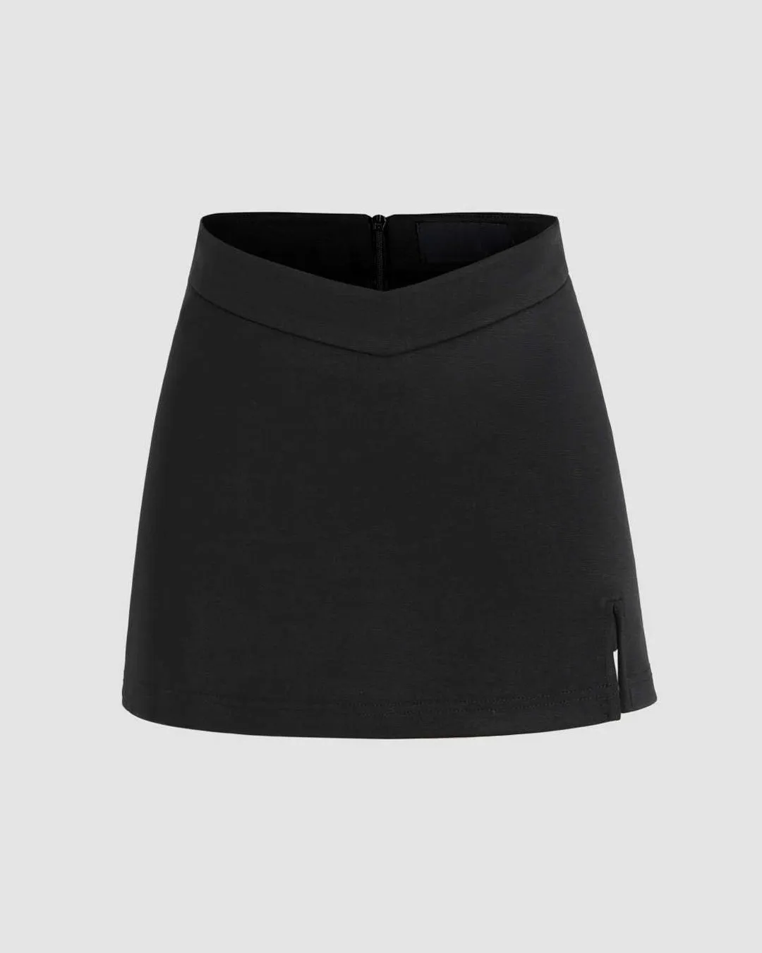 High-Street Hot Solid Slit Basic Skirt In Black