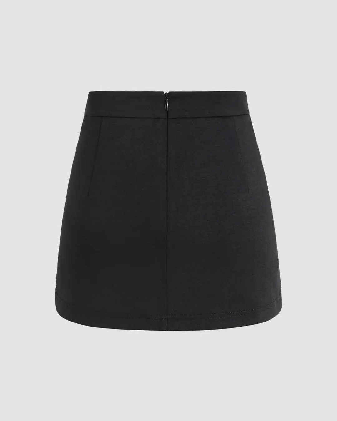 High-Street Hot Solid Slit Basic Skirt In Black