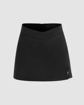 High-Street Hot Solid Slit Basic Skirt In Black