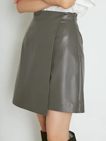 High Waist Leather Skort