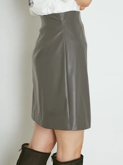 High Waist Leather Skort