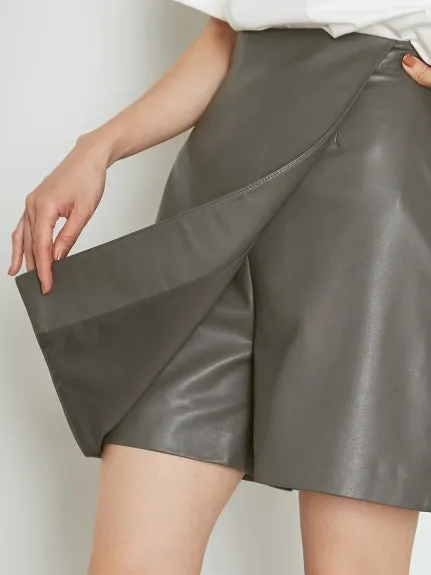 High Waist Leather Skort