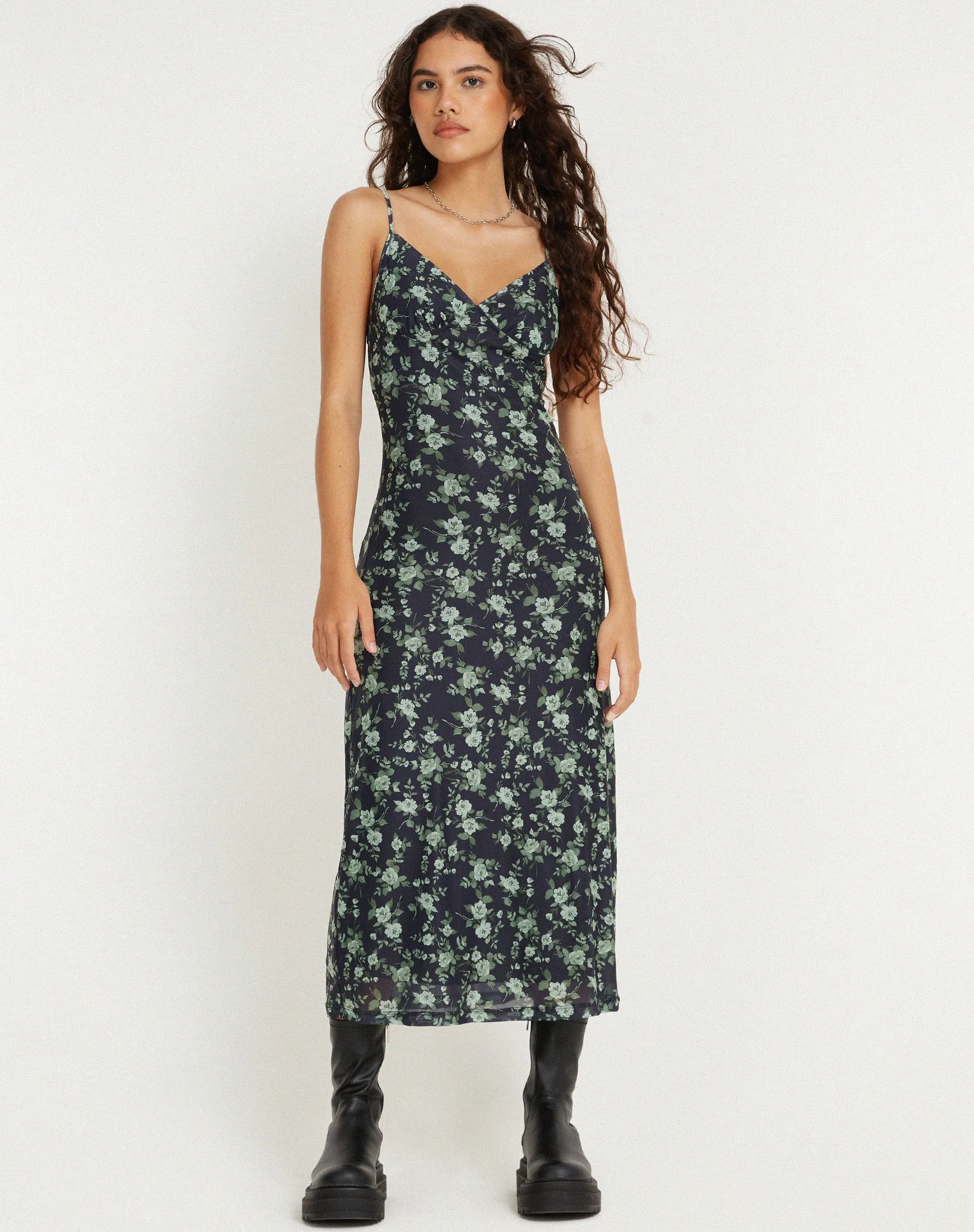 Kalana Midi Dress in Pretty Floral Green