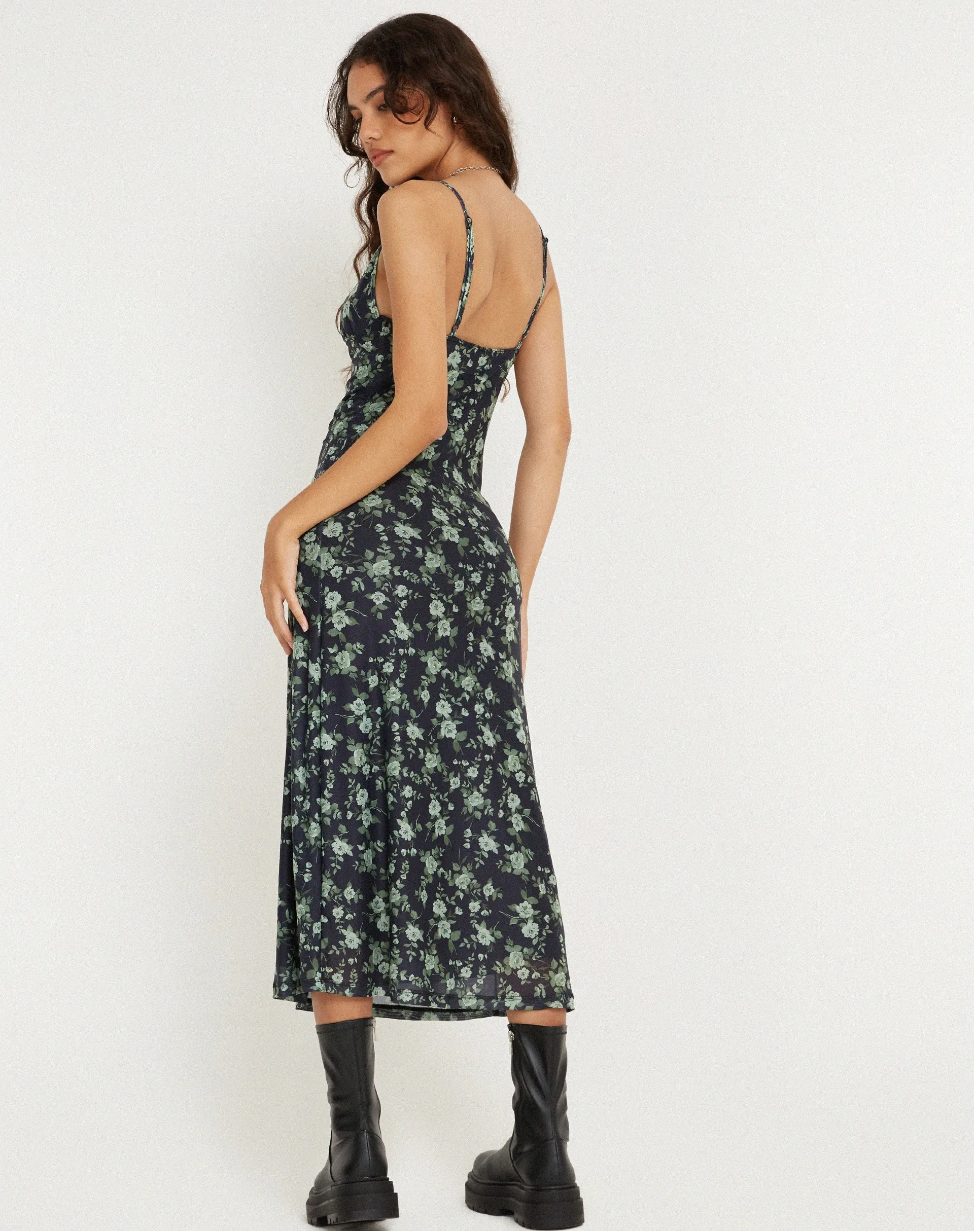 Kalana Midi Dress in Pretty Floral Green