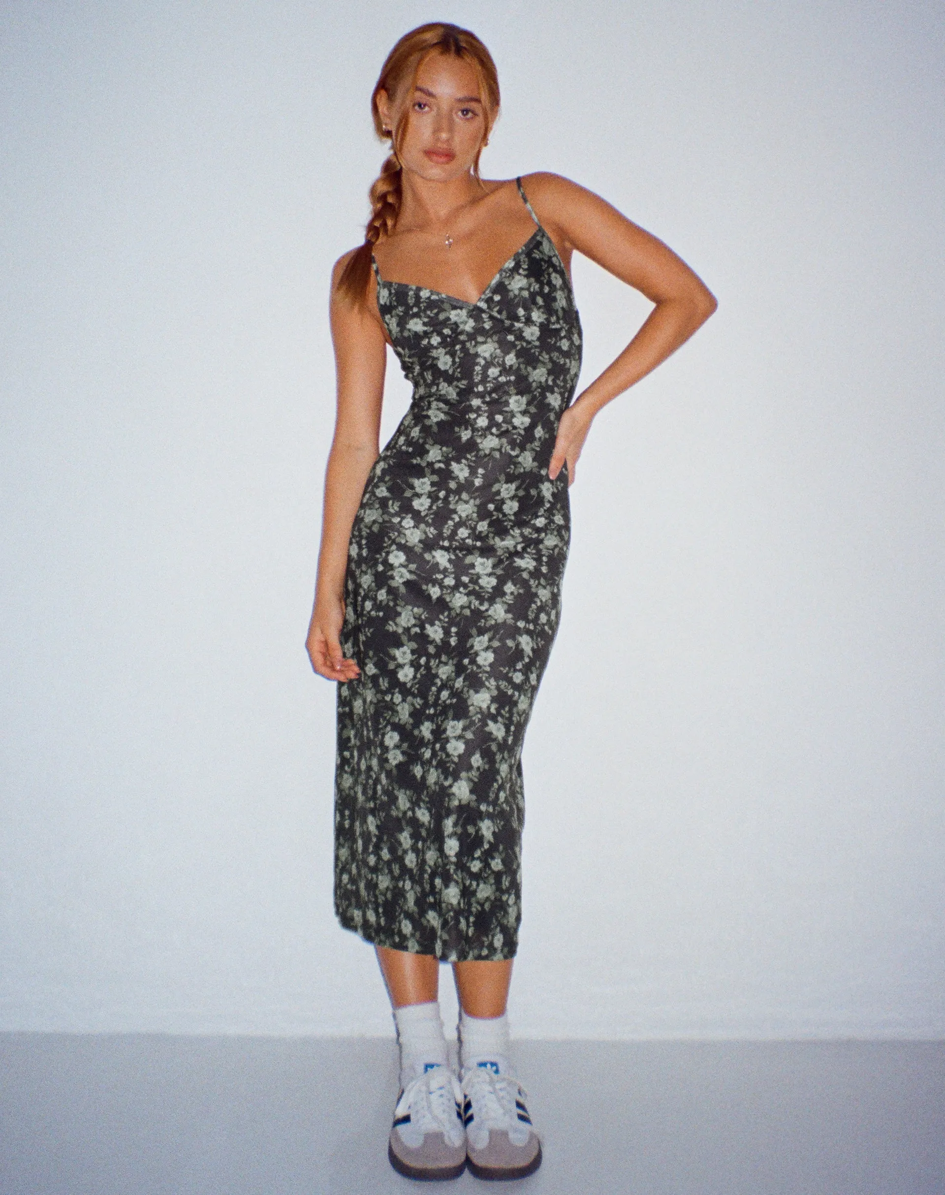 Kalana Midi Dress in Pretty Floral Green