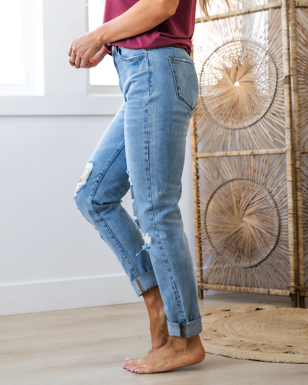 KanCan In Plain Sight Distressed Mom Jeans