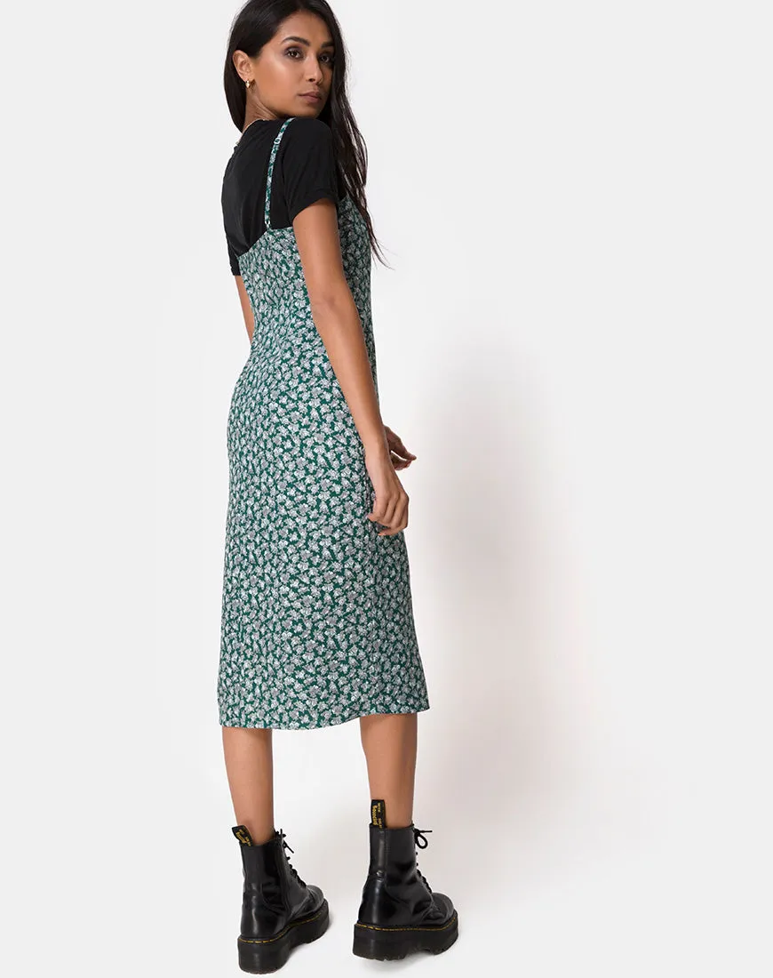 Kaoya Midi Dress in Floral Bloom Green