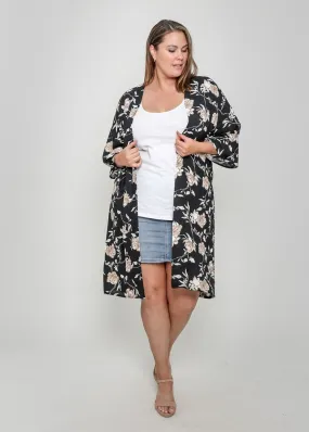 Leoni Curve Byron Kimono Black Floral