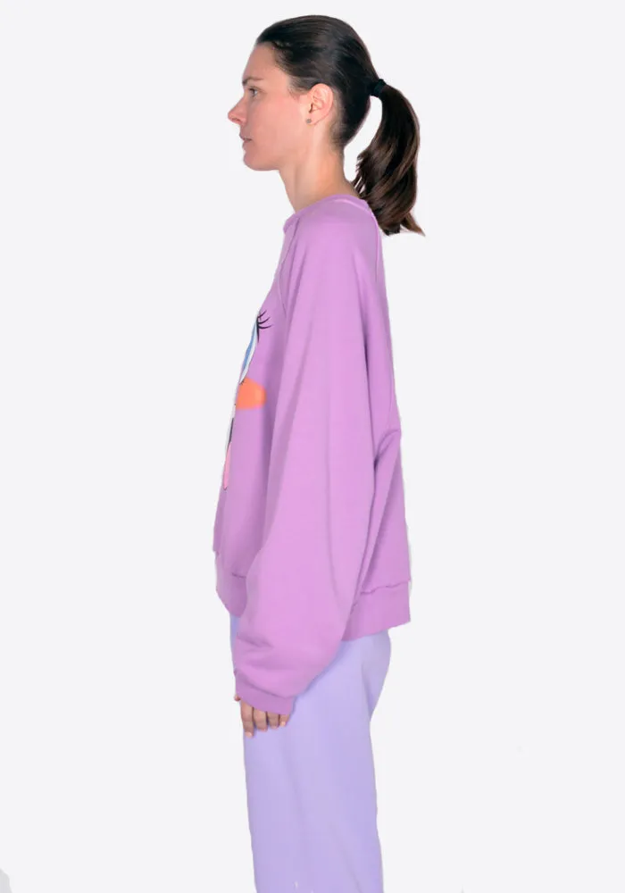 LIBERAL YOUTH MINISTRY LYM01T122 WOMENS EMOJI SWEATSHIT LILAC