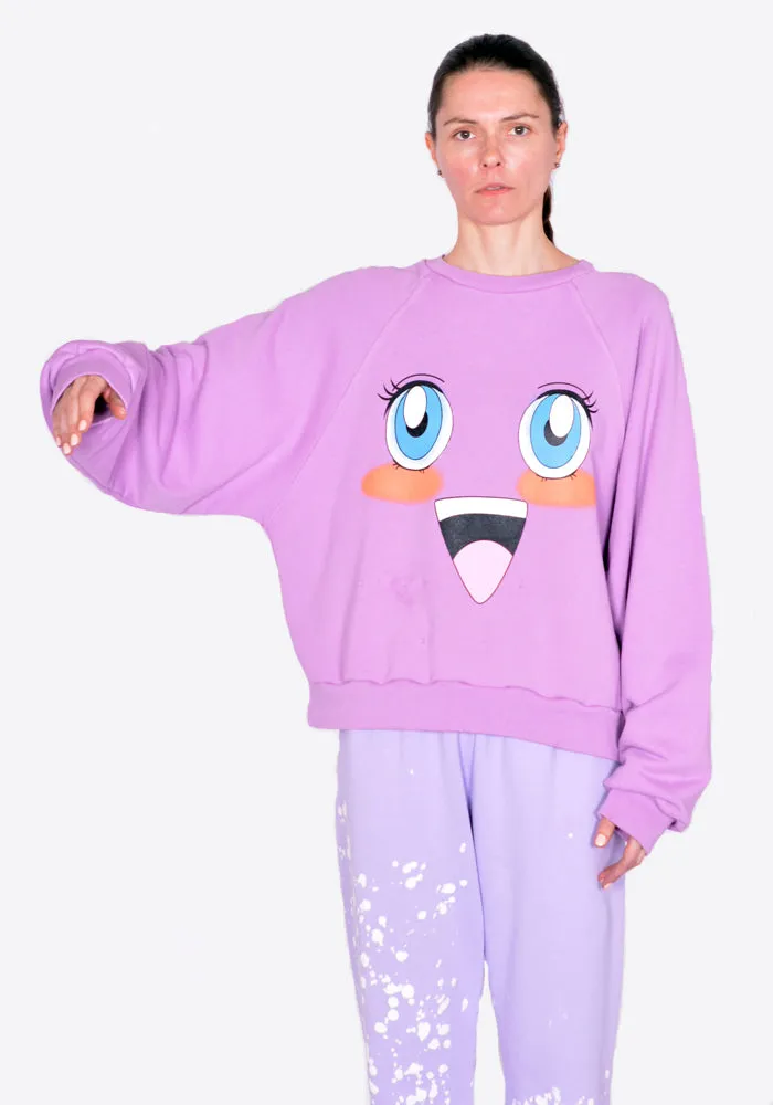 LIBERAL YOUTH MINISTRY LYM01T122 WOMENS EMOJI SWEATSHIT LILAC