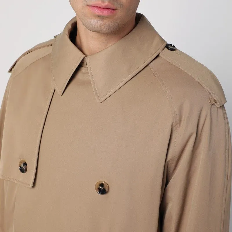 LONG BEIGE GABARDINE TRENCH COAT