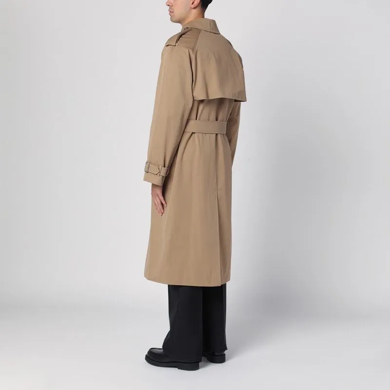 LONG BEIGE GABARDINE TRENCH COAT