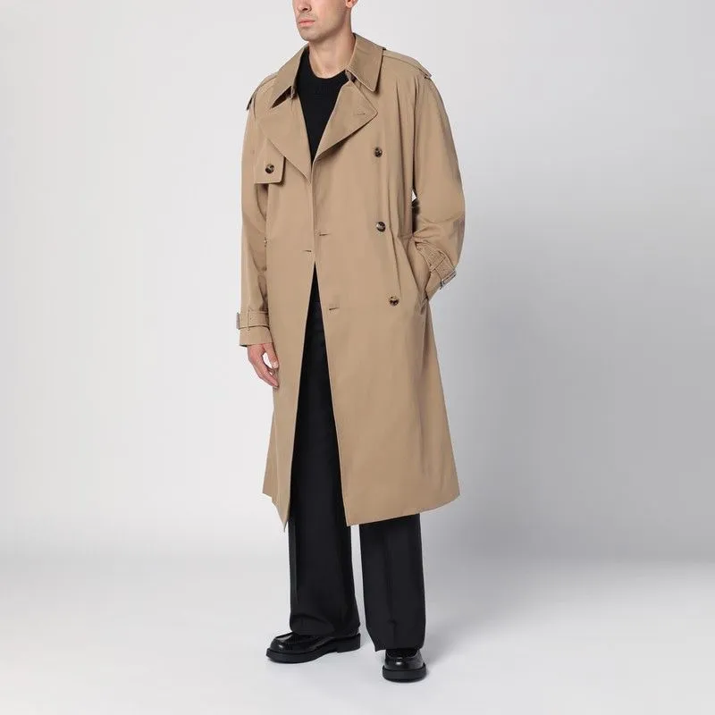 LONG BEIGE GABARDINE TRENCH COAT