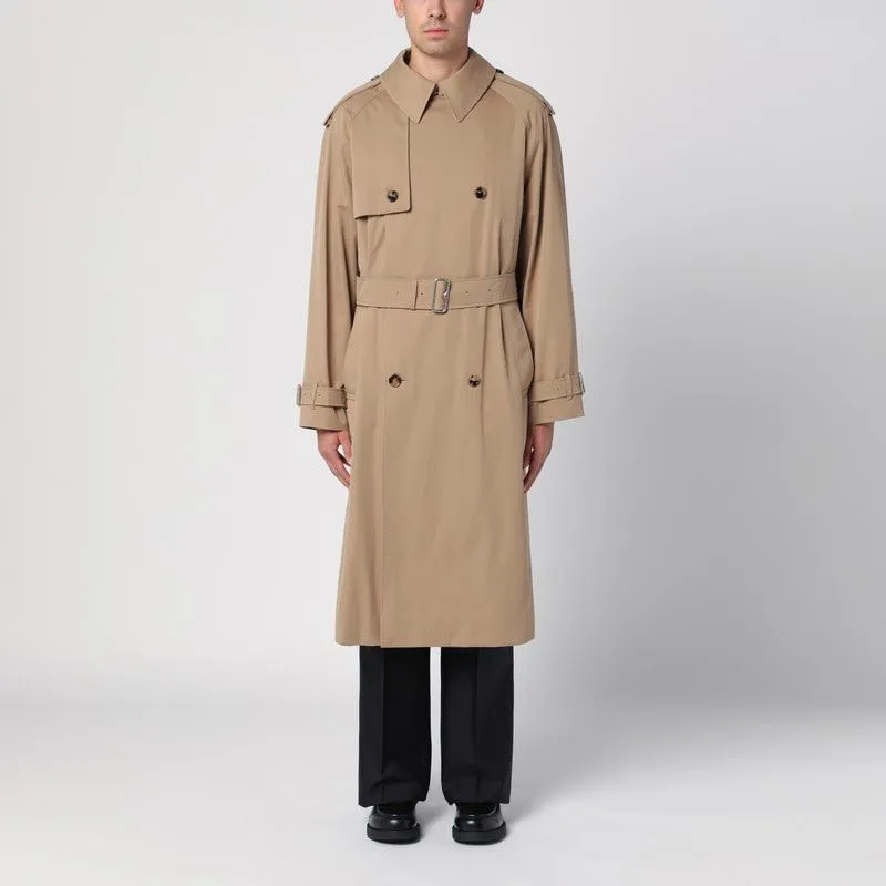 LONG BEIGE GABARDINE TRENCH COAT