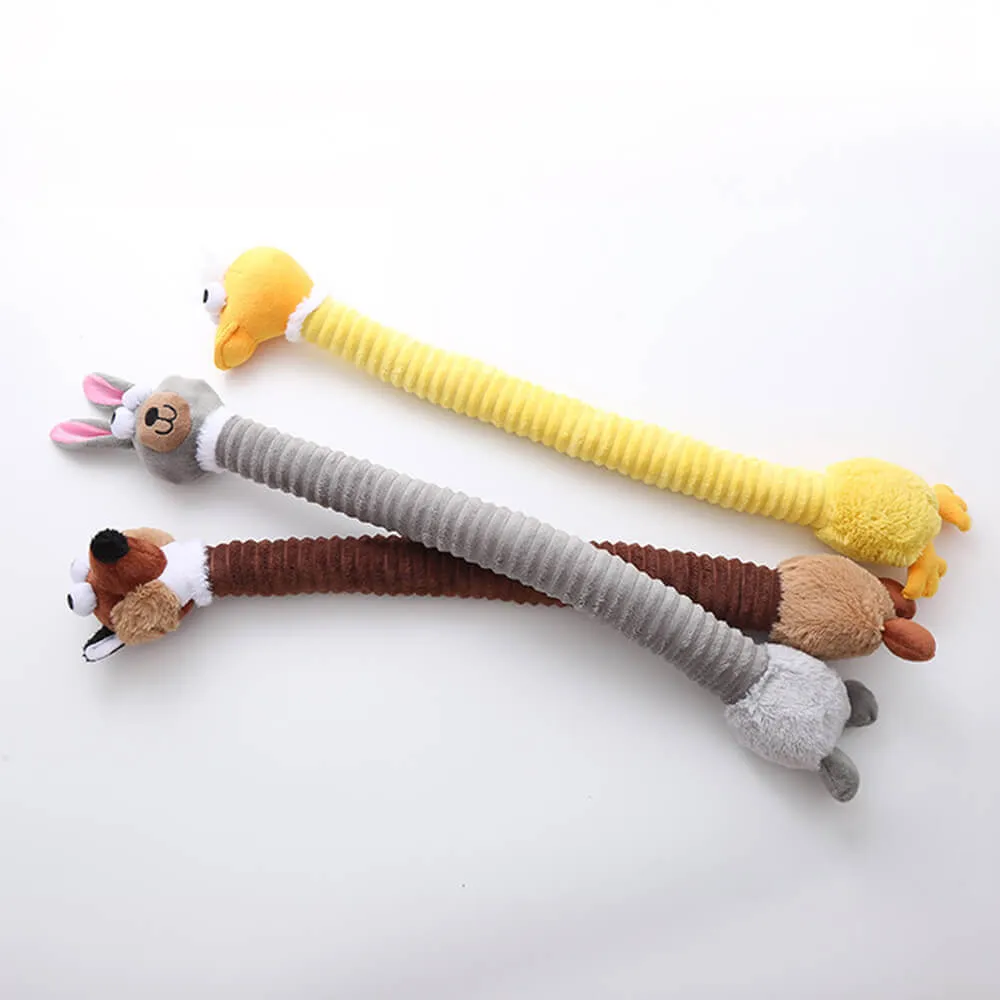 Long Neck Animal Squeaky Plush Dog Toy Interactive Chew Toy