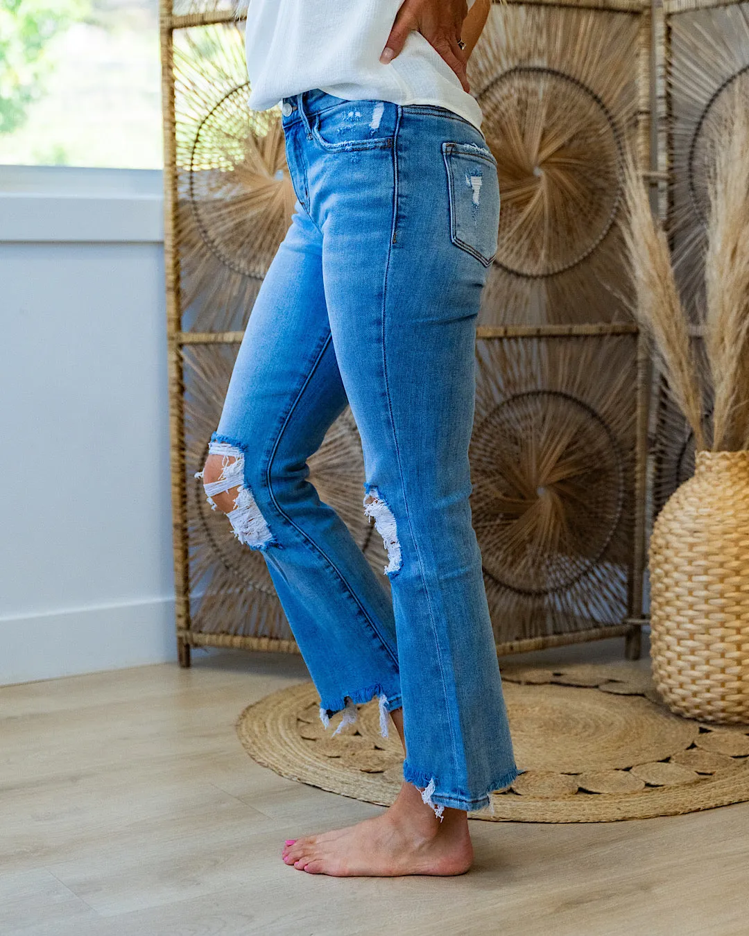 Lovervet All About You Distressed Kick Flare Jeans