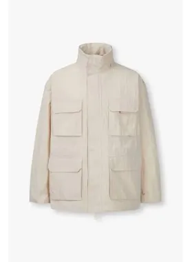 Men s double closure nylon cabang jacket yellowish beige