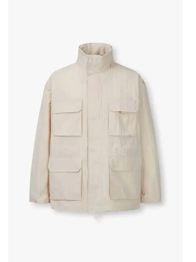 Men s double closure nylon cabang jacket yellowish beige