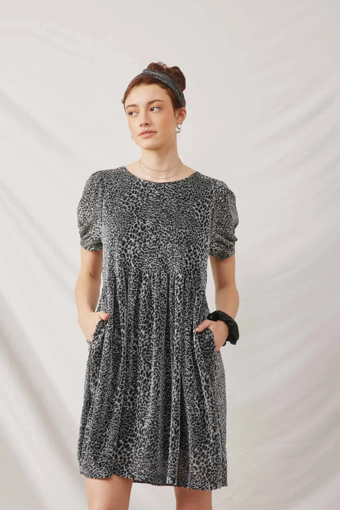 Metallic Animal Print Knit Dress