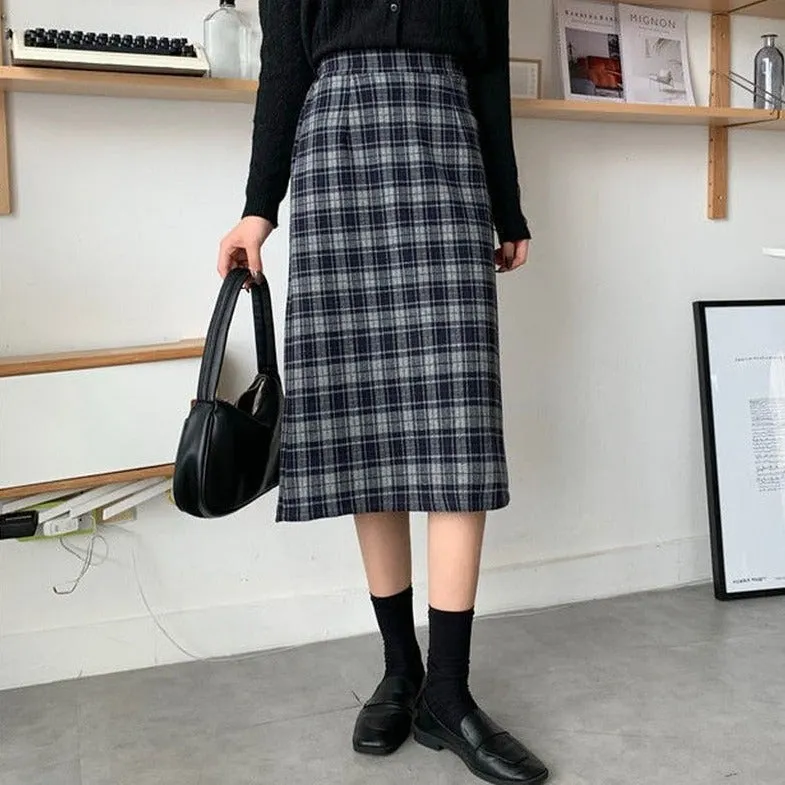 Midi Skirt With Plaid Pattern