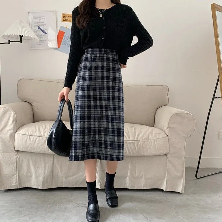 Midi Skirt With Plaid Pattern