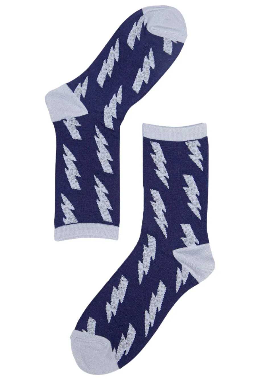 Navy & Grey Lightning Bolt Socks