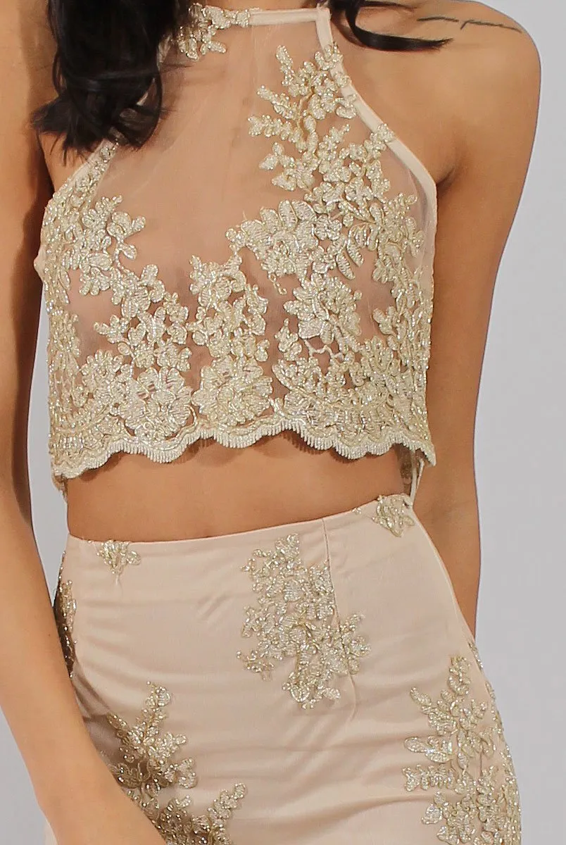 Nude & Gold Embellished Co-ord - Norah