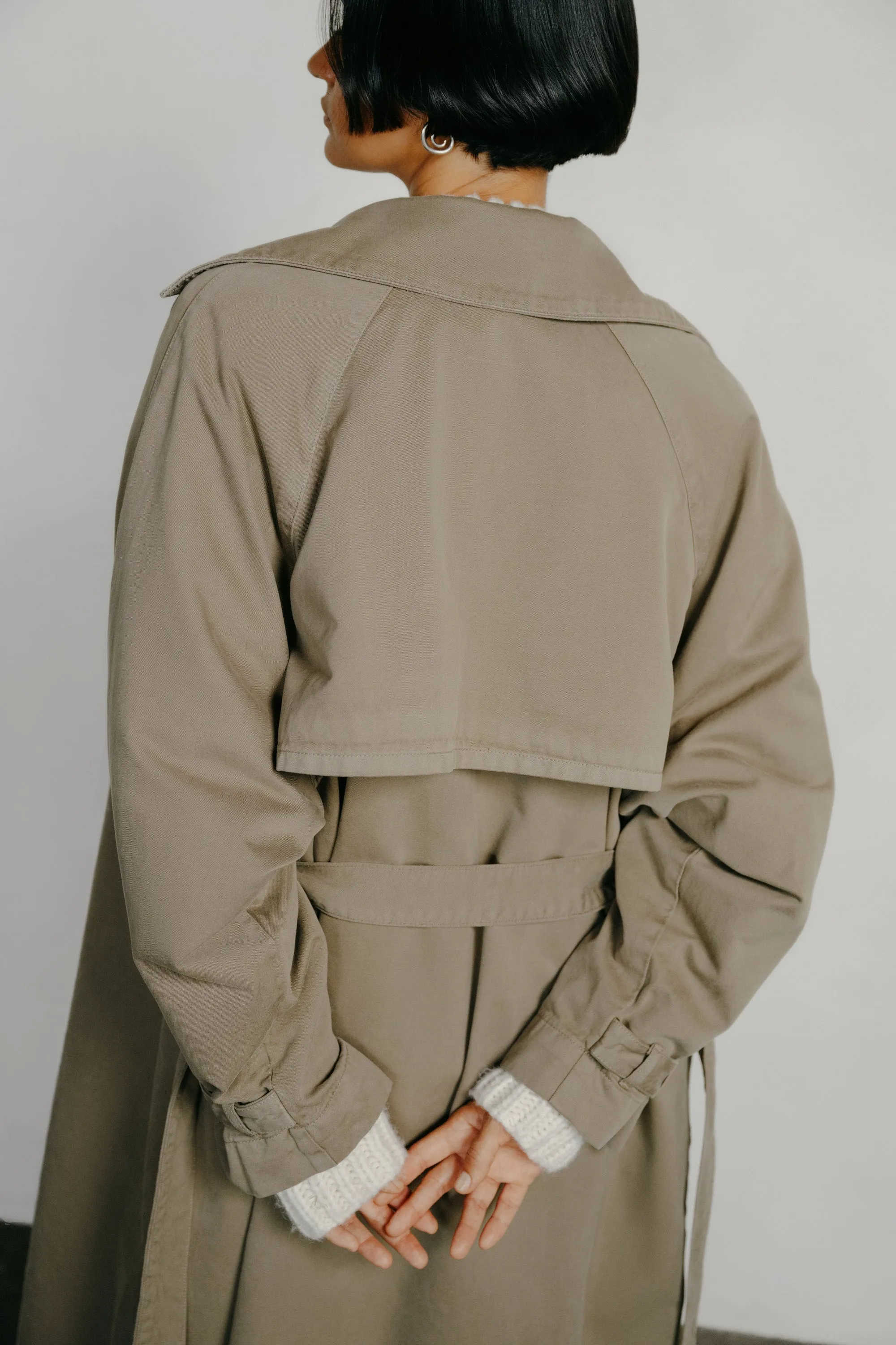 Oversized Trench, Organic Twill, Olive Khaki