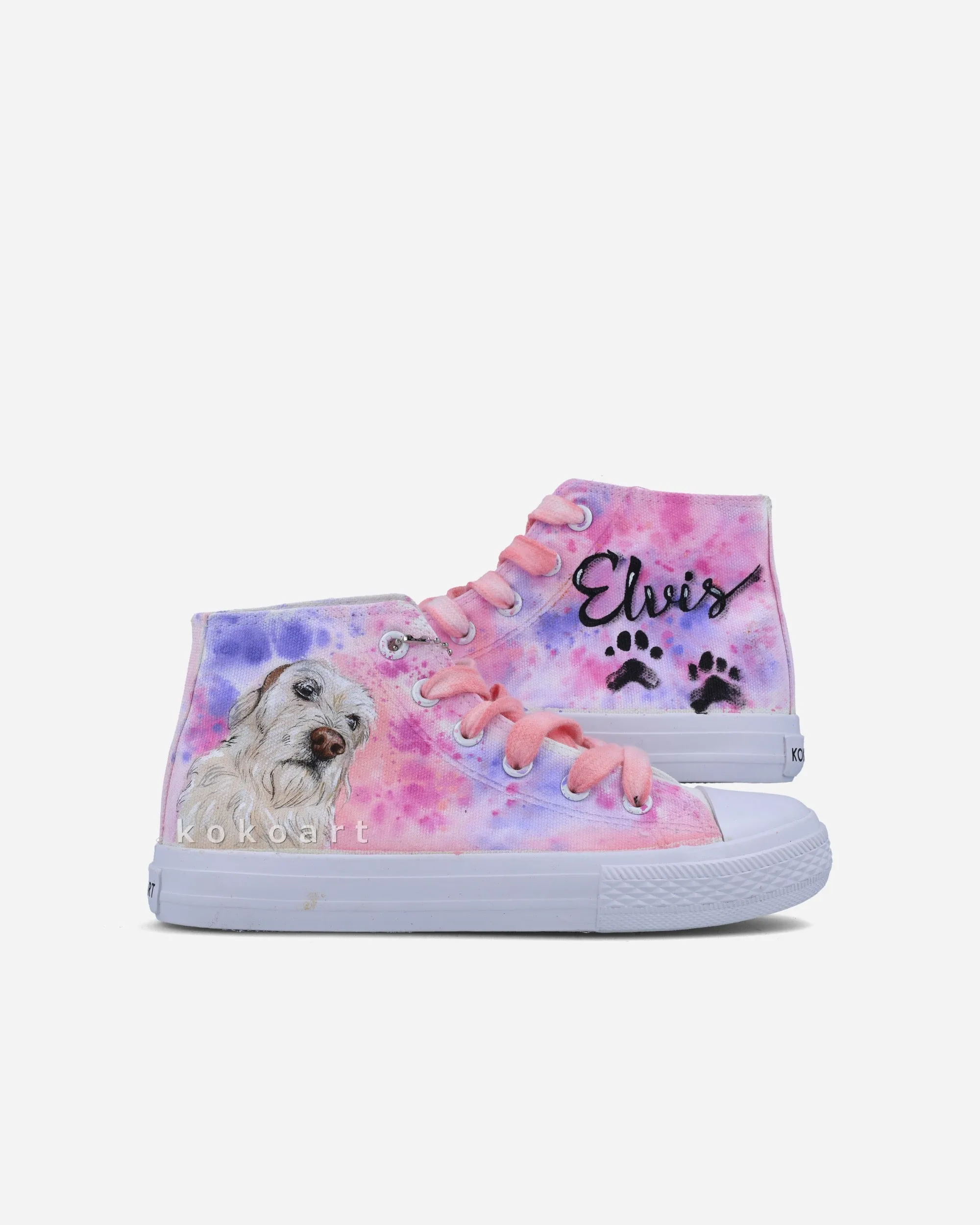 Pet Portrait Watercolour Background Hand Painted Shoes