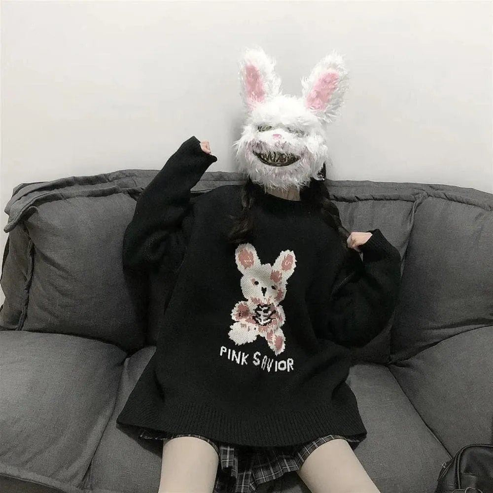 PINK SAVIOR Knitted Sweater With Bunny