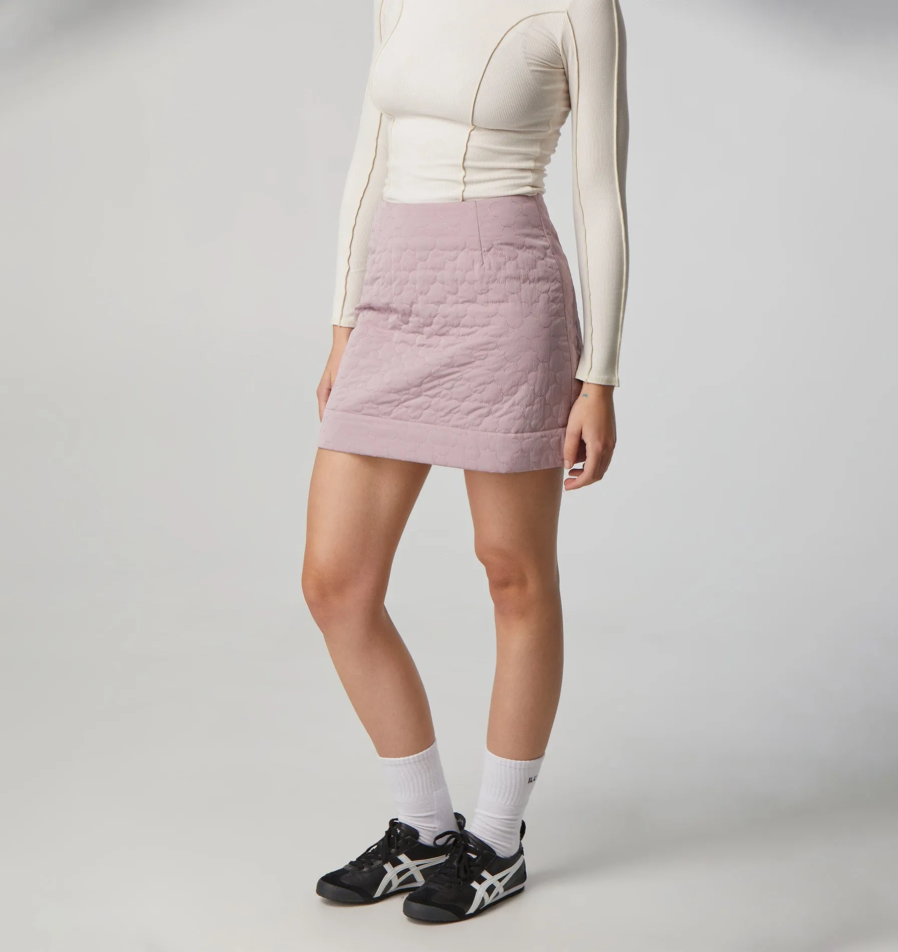 Quilted Mini Skirt - Dusty Pink