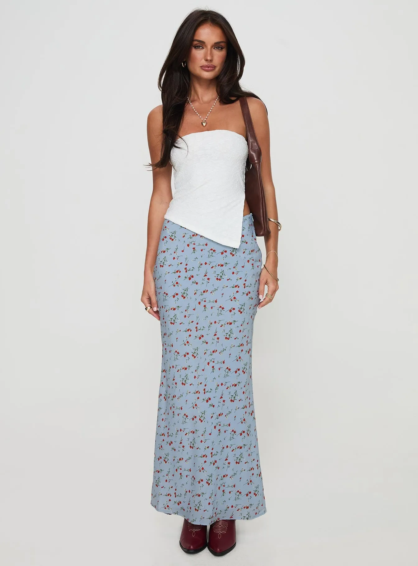 Rotelle Maxi Skirt Blue Floral