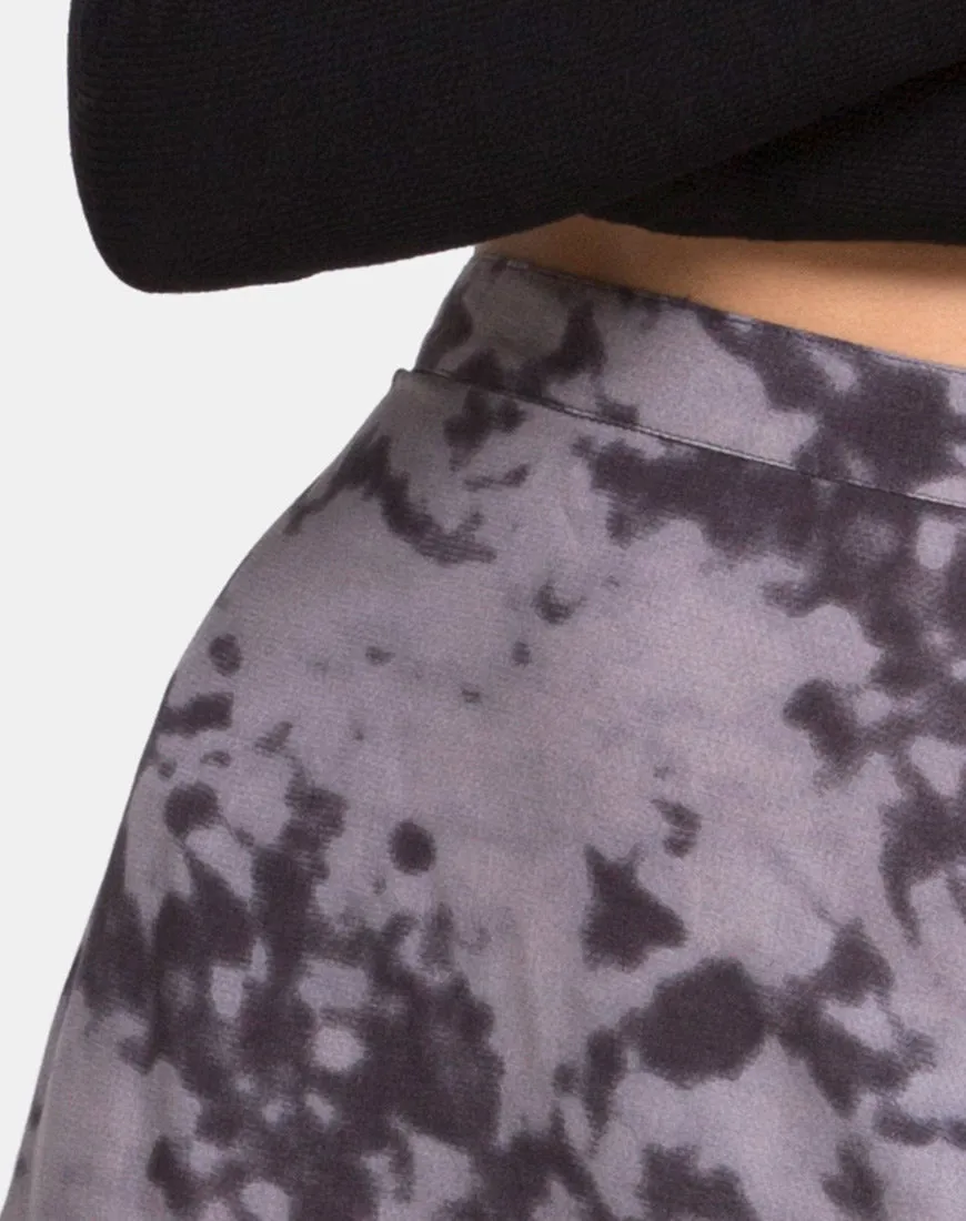 Saika Midi Skirt in Bleached Tie Dye Grey