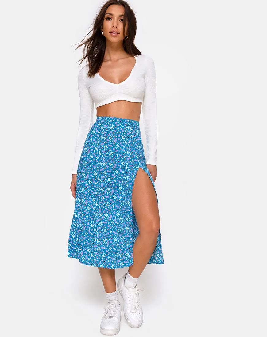 Saika Midi Skirt in Bloom Baby Blue