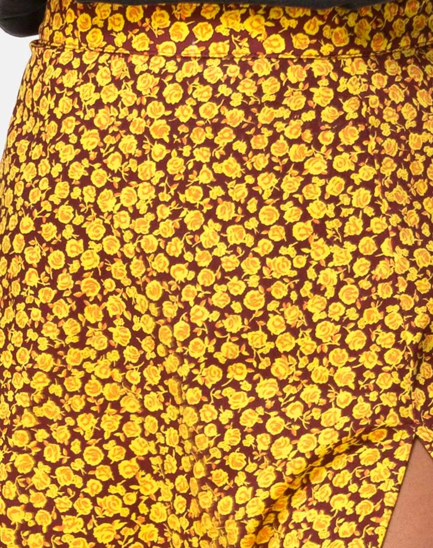 Saika Midi Skirt in Ditsy Rose Marigold