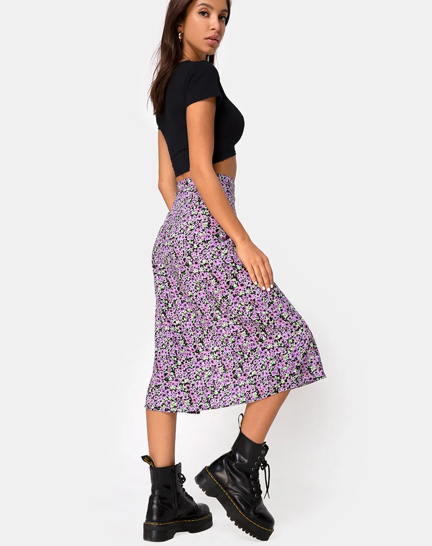 Saika Midi Skirt in Lilac Blossom