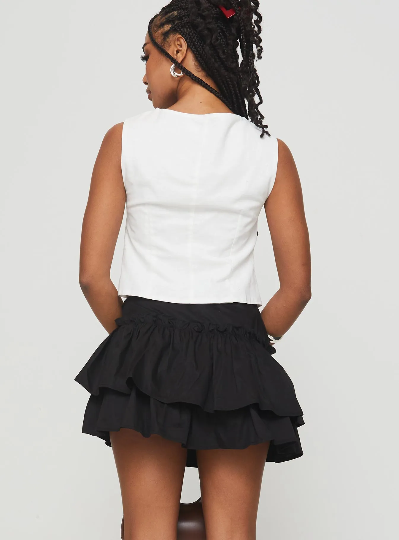 Selenis Asymmetrical Mini Skort Black