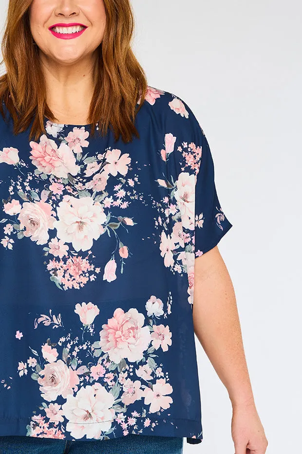 Serena Navy Floral Top