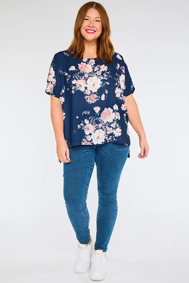 Serena Navy Floral Top