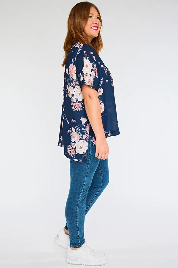 Serena Navy Floral Top