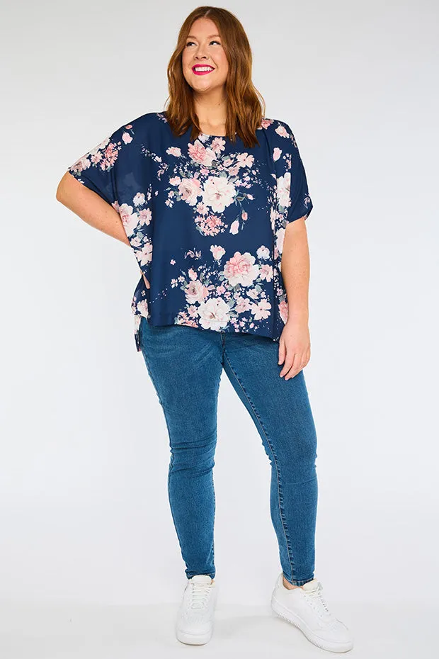 Serena Navy Floral Top