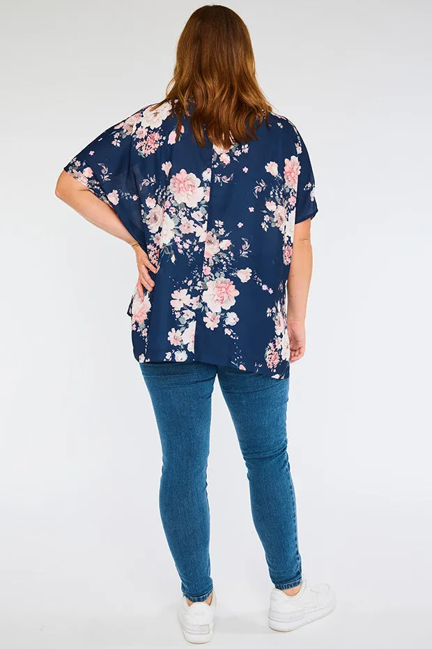 Serena Navy Floral Top