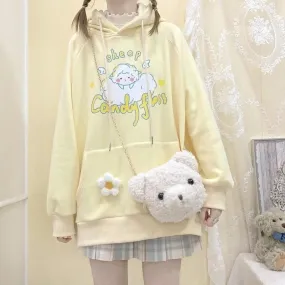 Sheep Candy Floss Hoodie With Front Pocket